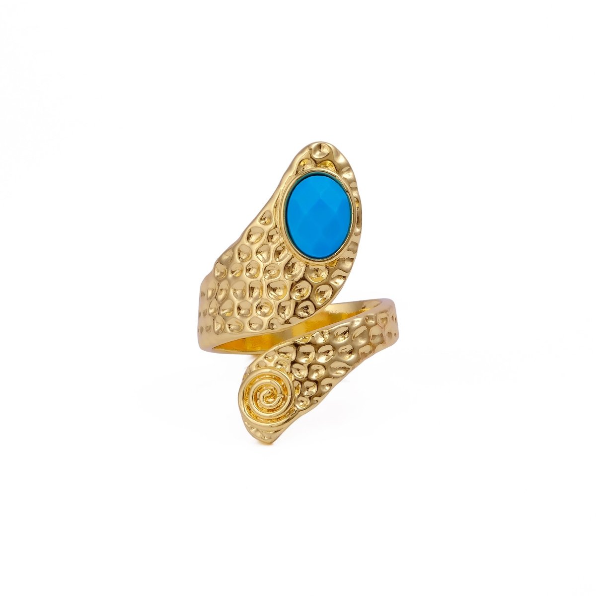 Green Onyx Faceted Gemstone Rings, Adjustable Gold Plated Jewelry CR-1015 Blue Turquoise