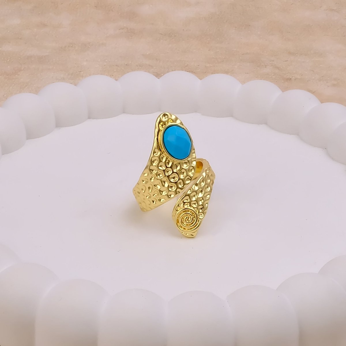 Green Onyx Faceted Gemstone Rings, Adjustable Gold Plated Jewelry CR-1015