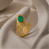 Green Onyx Faceted Gemstone Rings, Adjustable Gold Plated Jewelry CR-1015 Green Onyx