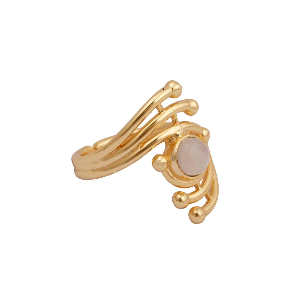 Green Onyx Gemstone Ring Evil Eye Design Gold Plated Ring Adjustable