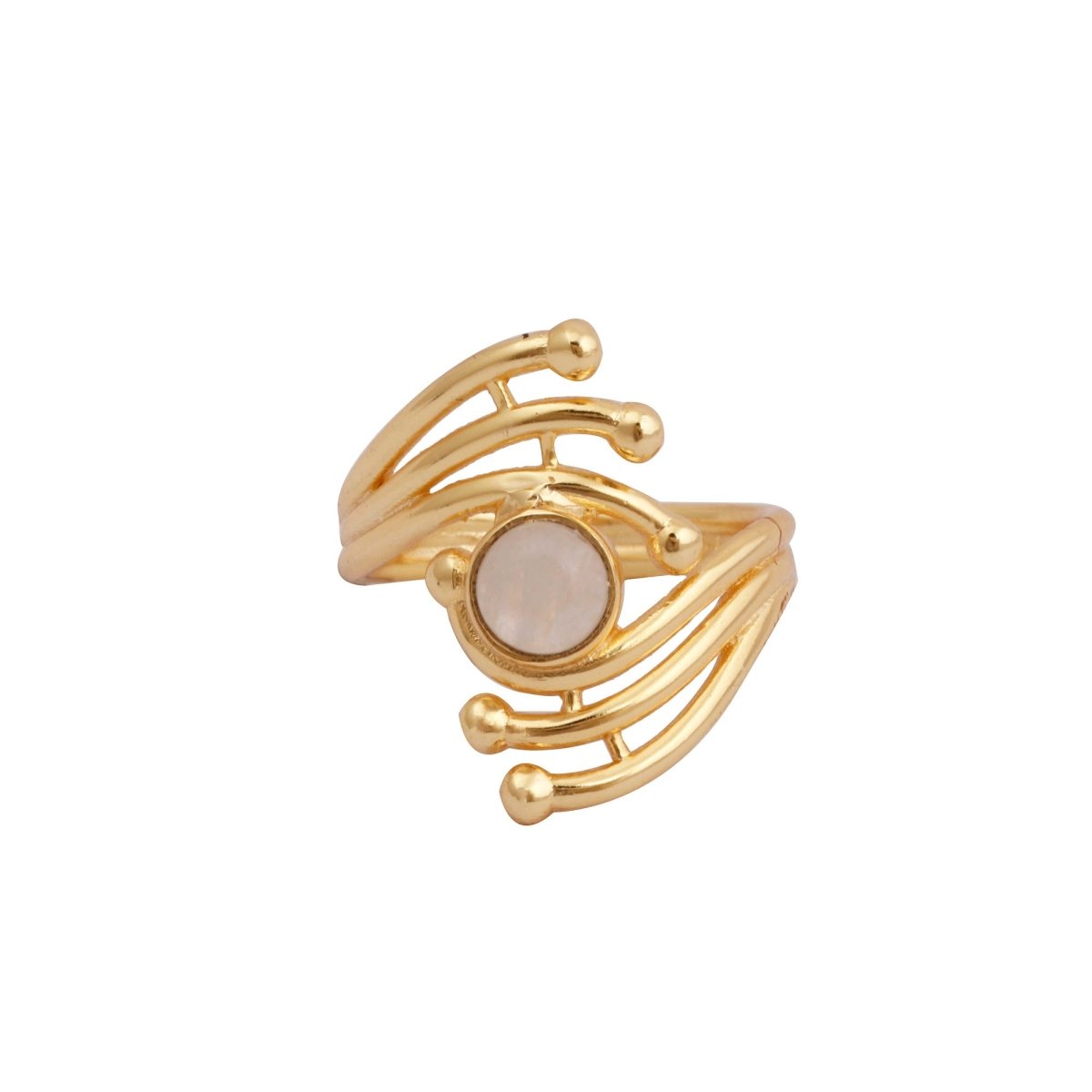 Green Onyx Gemstone Ring Evil Eye Design Gold Plated Ring Adjustable