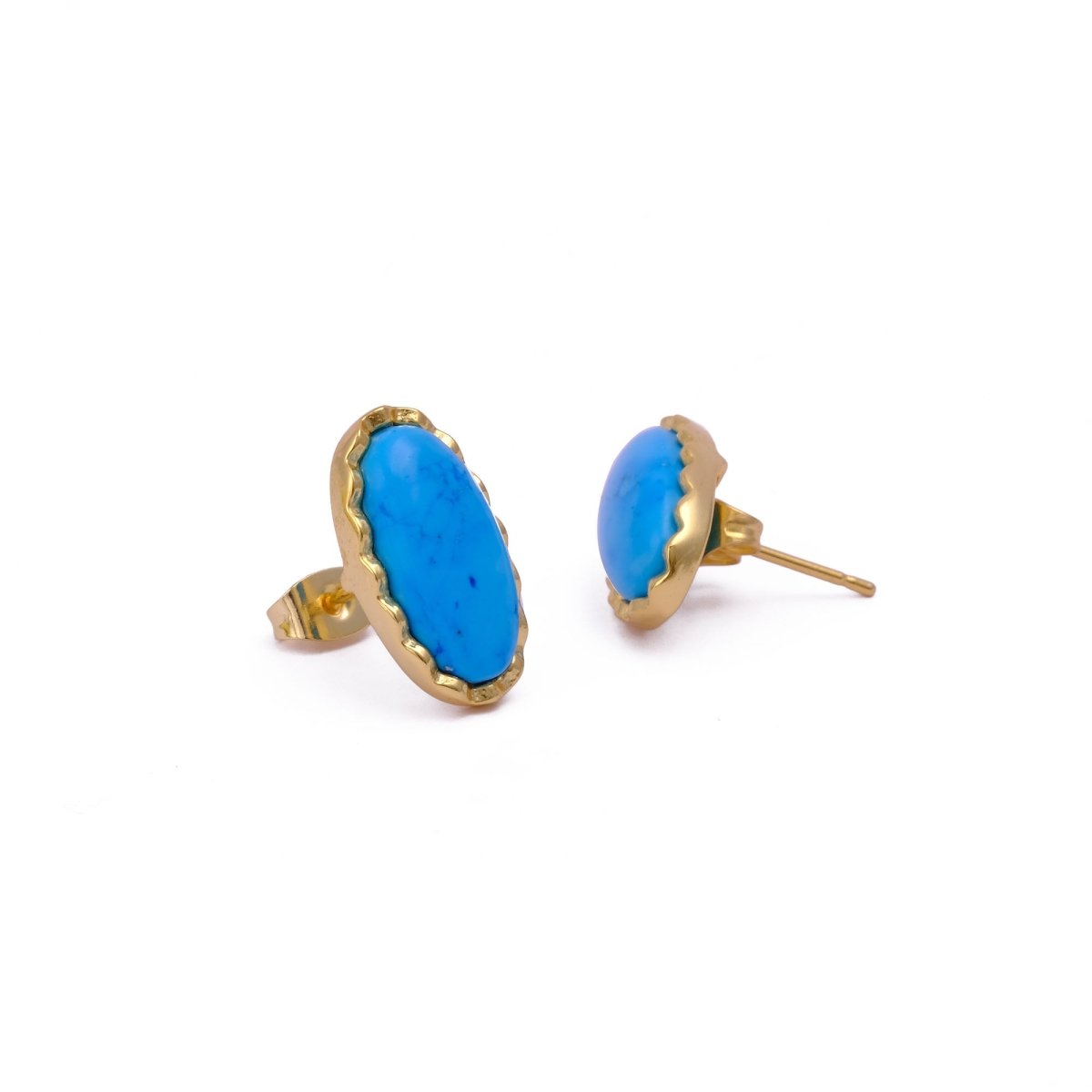 Green Onyx Gemstone Stud Oval Shape Stud Earring Gold Plated Push Back Stud Earring