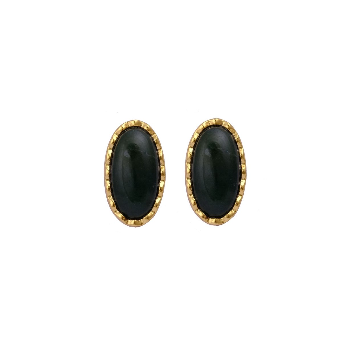 Green Onyx Gemstone Stud Oval Shape Stud Earring Gold Plated Push Back Stud Earring