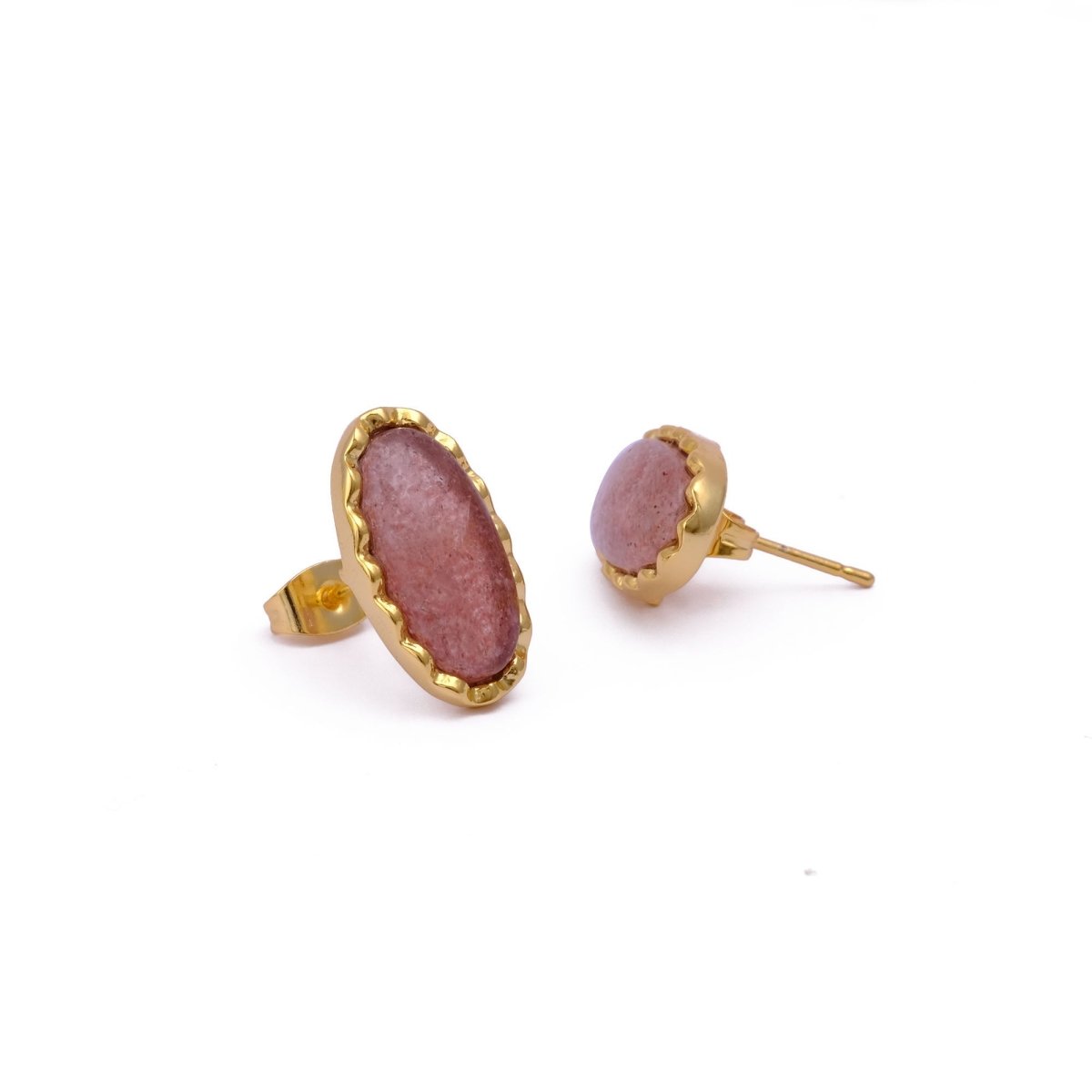 Green Onyx Gemstone Stud Oval Shape Stud Earring Gold Plated Push Back Stud Earring