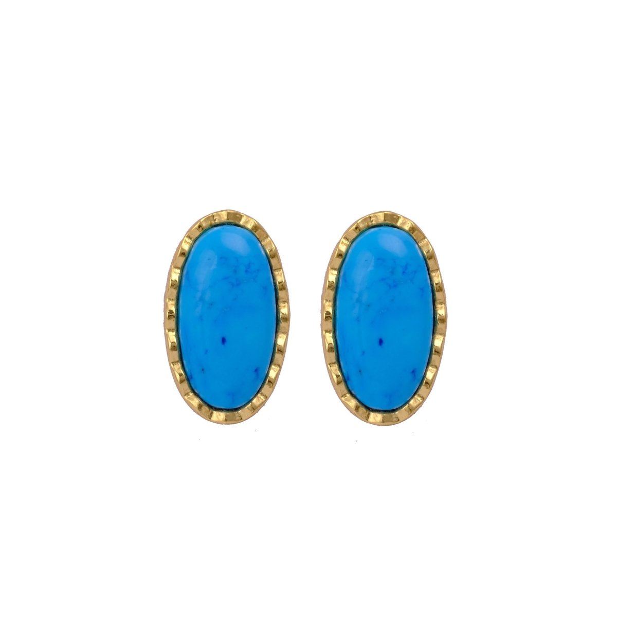 Green Onyx Gemstone Stud Oval Shape Stud Earring Gold Plated Push Back Stud Earring Turquoise