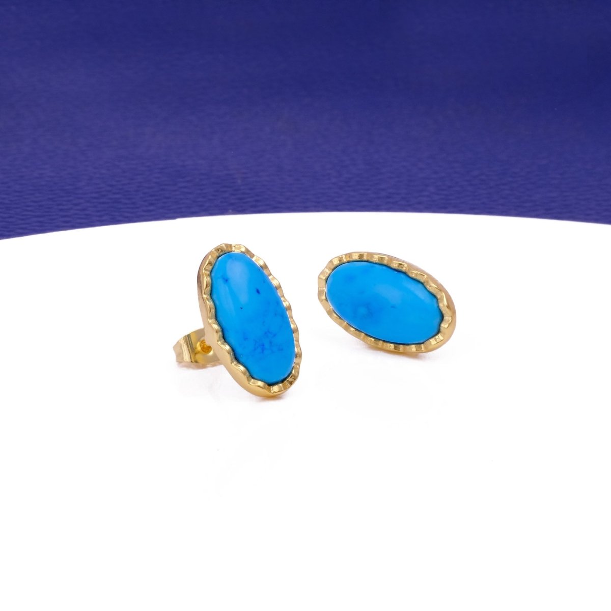 Green Onyx Gemstone Stud Oval Shape Stud Earring Gold Plated Push Back Stud Earring