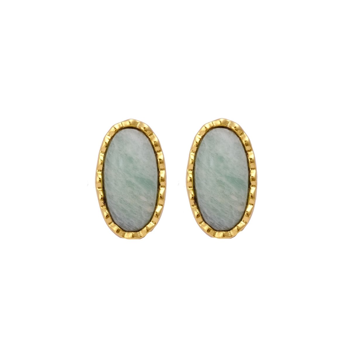 Green Onyx Gemstone Stud Oval Shape Stud Earring Gold Plated Push Back Stud Earring