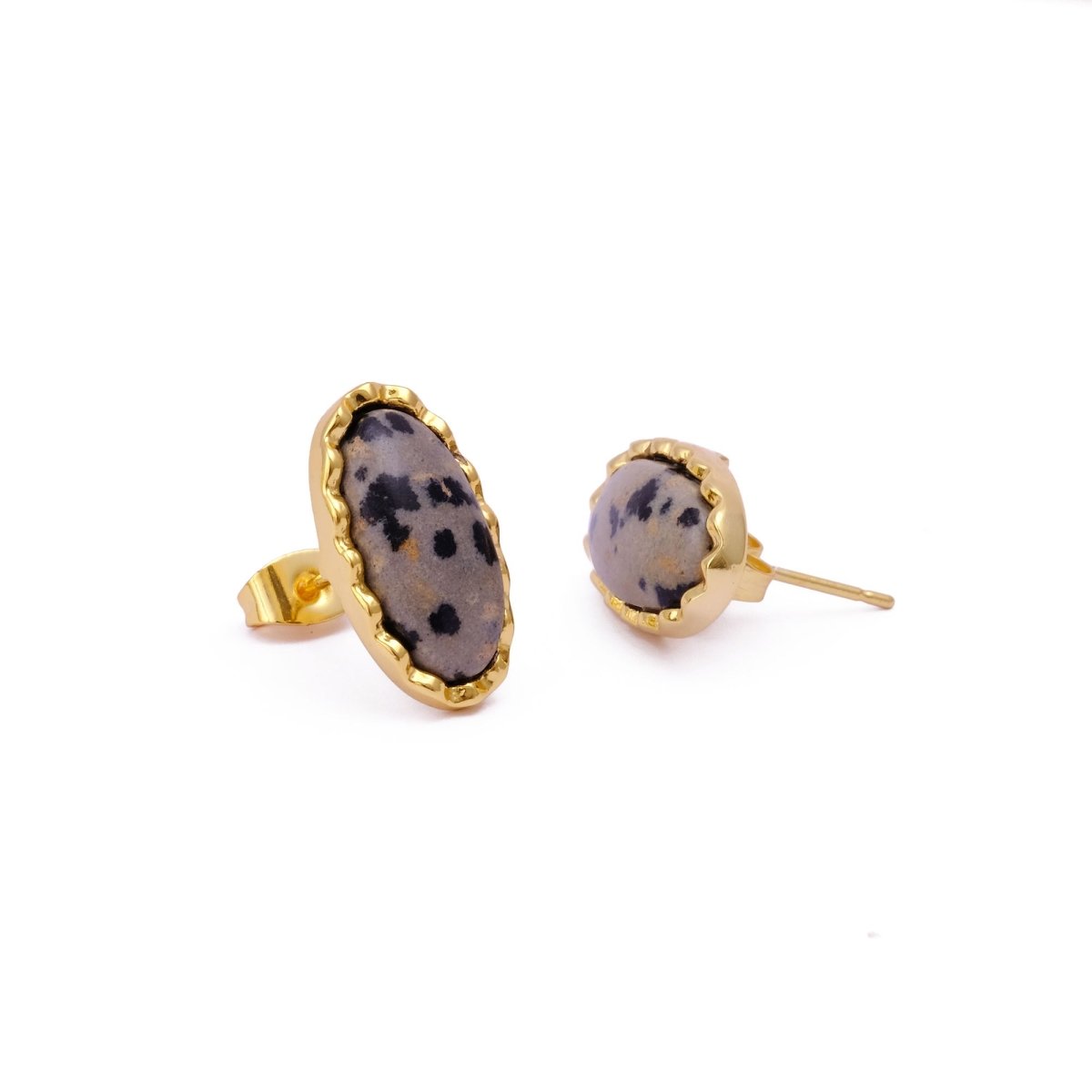 Green Onyx Gemstone Stud Oval Shape Stud Earring Gold Plated Push Back Stud Earring