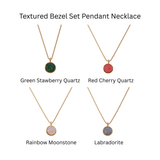 Green Strawberry Quartz Raw Gemstone, Round Shape Pendant Necklaces CN - 1003
