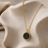 Green Strawberry Quartz Raw Gemstone, Round Shape Pendant Necklaces CN - 1003