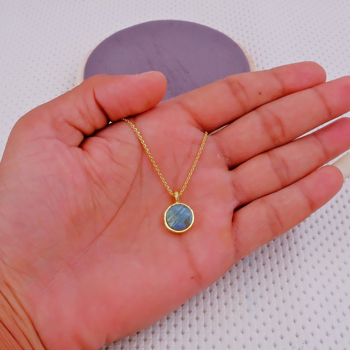 Green Strawberry Quartz Raw Gemstone, Round Shape Pendant Necklaces CN - 1003