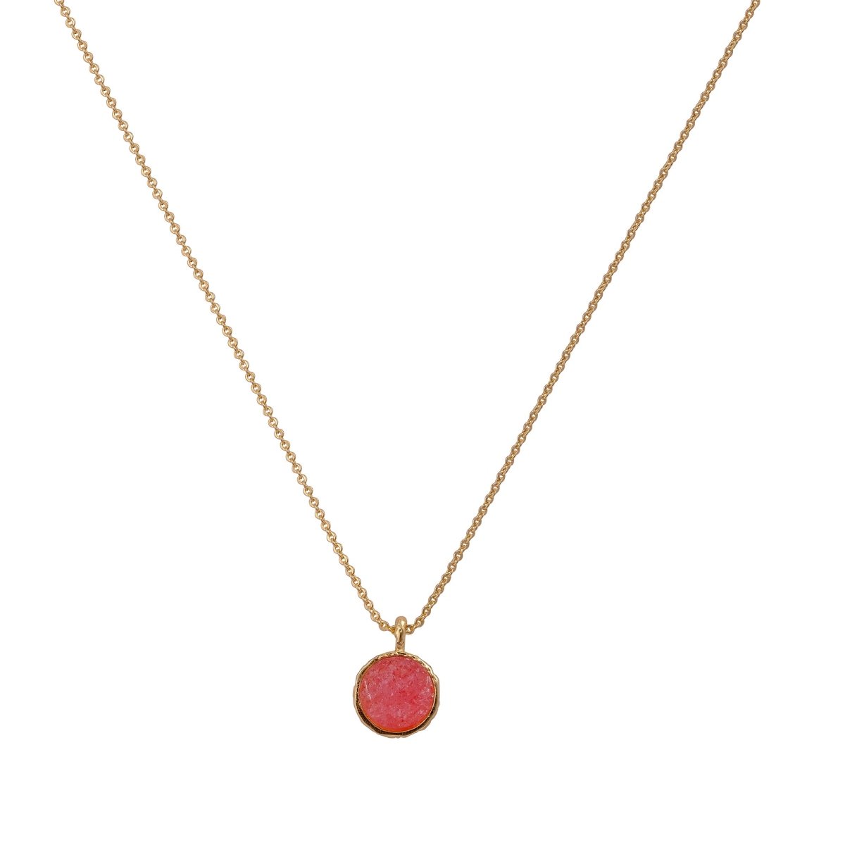Green Strawberry Quartz Raw Gemstone, Round Shape Pendant Necklaces CN - 1003