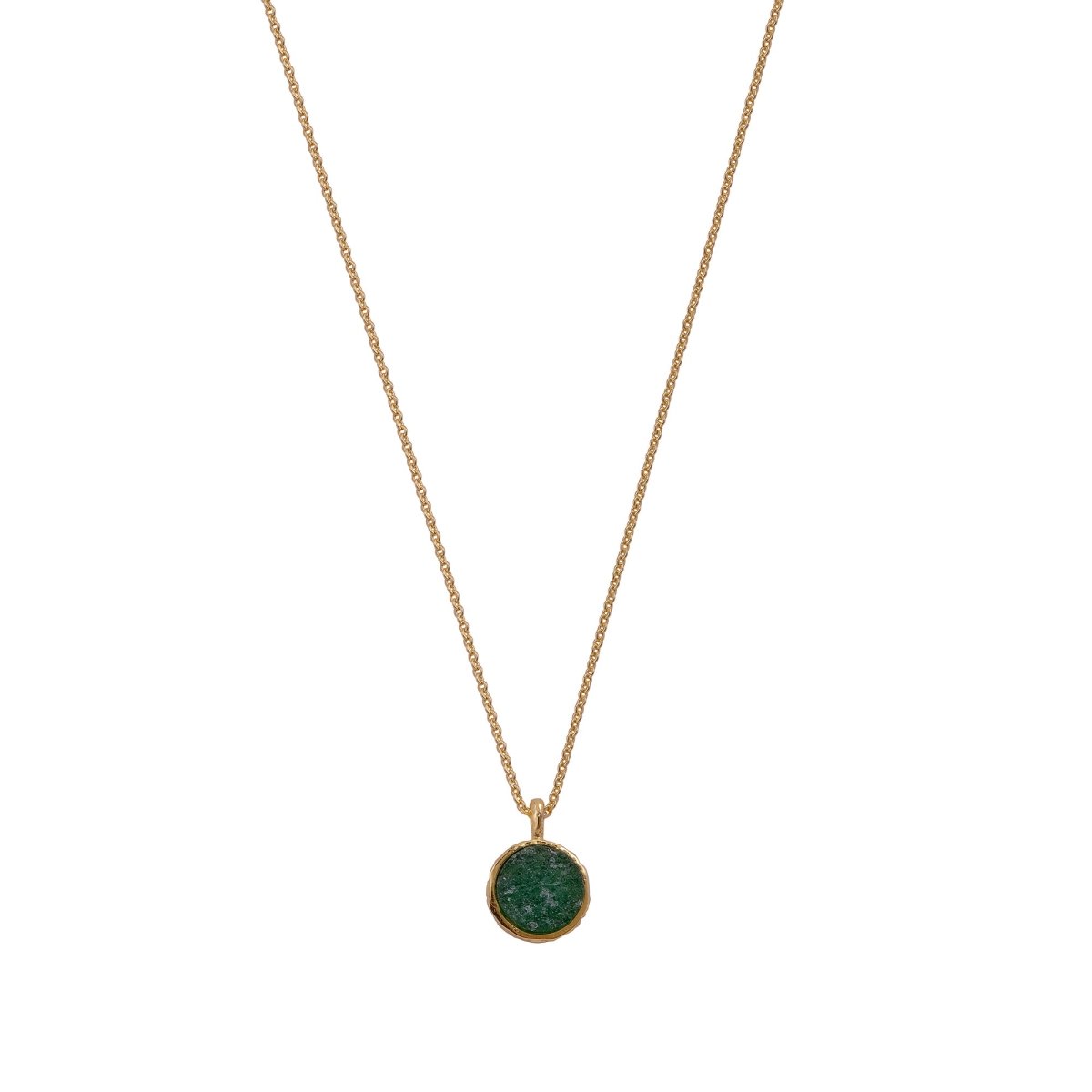 Green Strawberry Quartz Raw Gemstone, Round Shape Pendant Necklaces CN - 1003