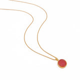 Green Strawberry Quartz Raw Gemstone, Round Shape Pendant Necklaces CN - 1003