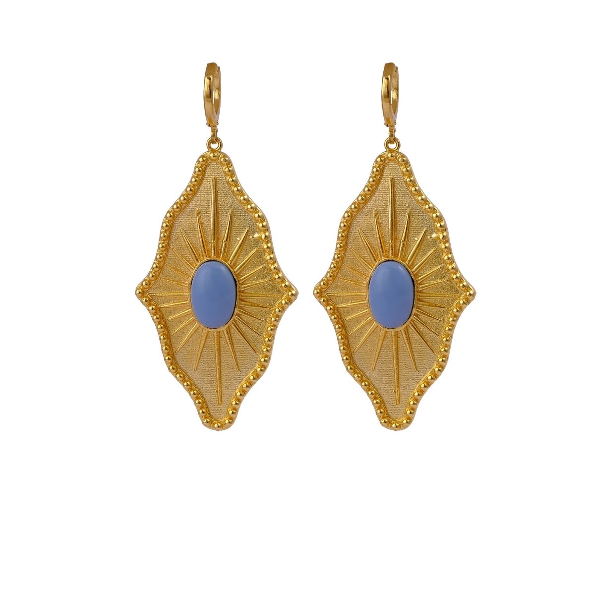 Green Strawberry Quartz Sunburst Drop Earrings, Gold Plated Statement Earrings 5379