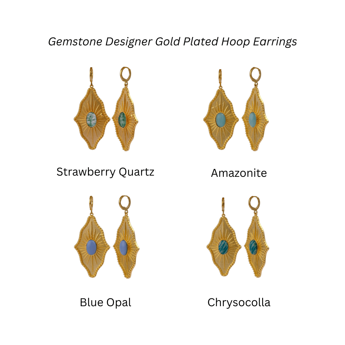 Green Strawberry Quartz Sunburst Drop Earrings, Gold Plated Statement Earrings 5379