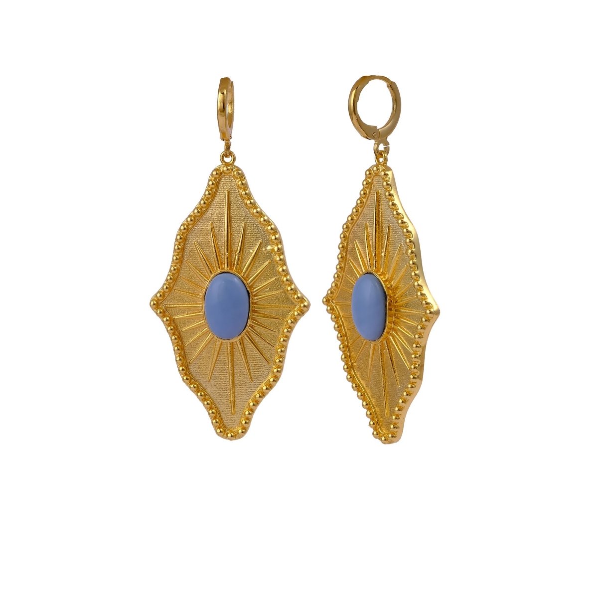 Green Strawberry Quartz Sunburst Drop Earrings, Gold Plated Statement Earrings 5379