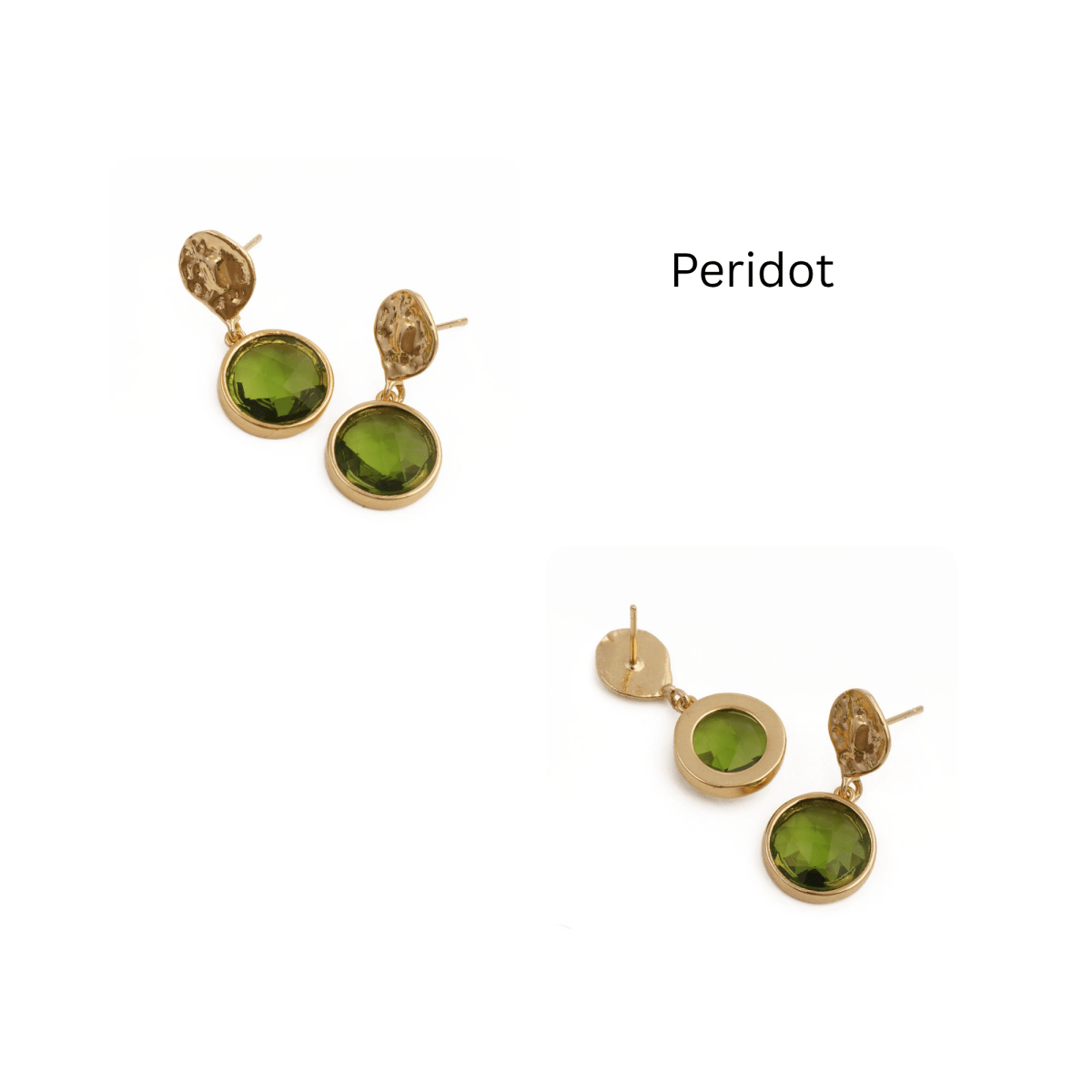 Hammered Gold Plated and Citrine Round Faceted Drop Earrings CE - 1038