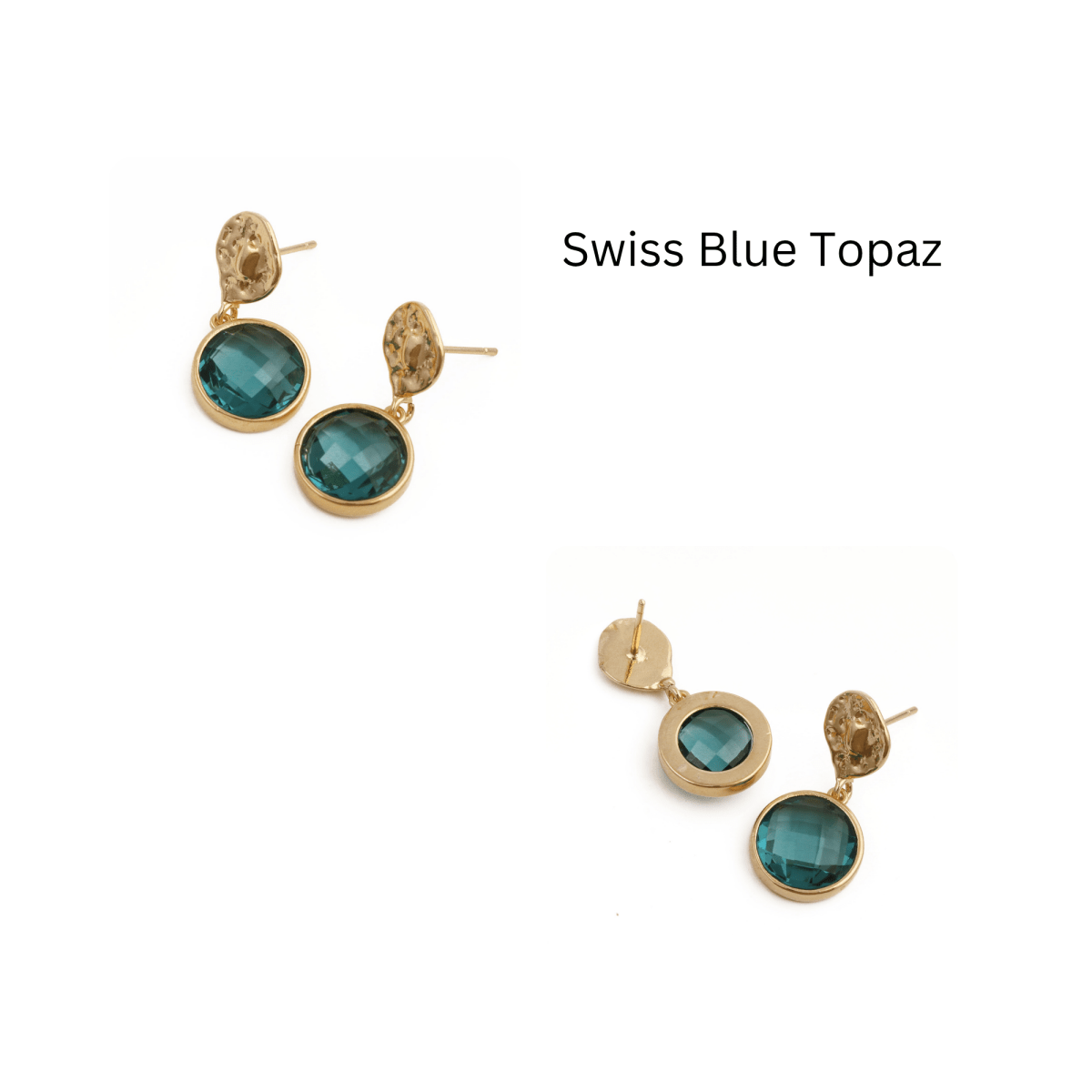 Hammered Gold Plated and Citrine Round Faceted Drop Earrings CE - 1038
