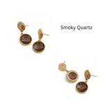 Hammered Gold Plated and Citrine Round Faceted Drop Earrings CE - 1038