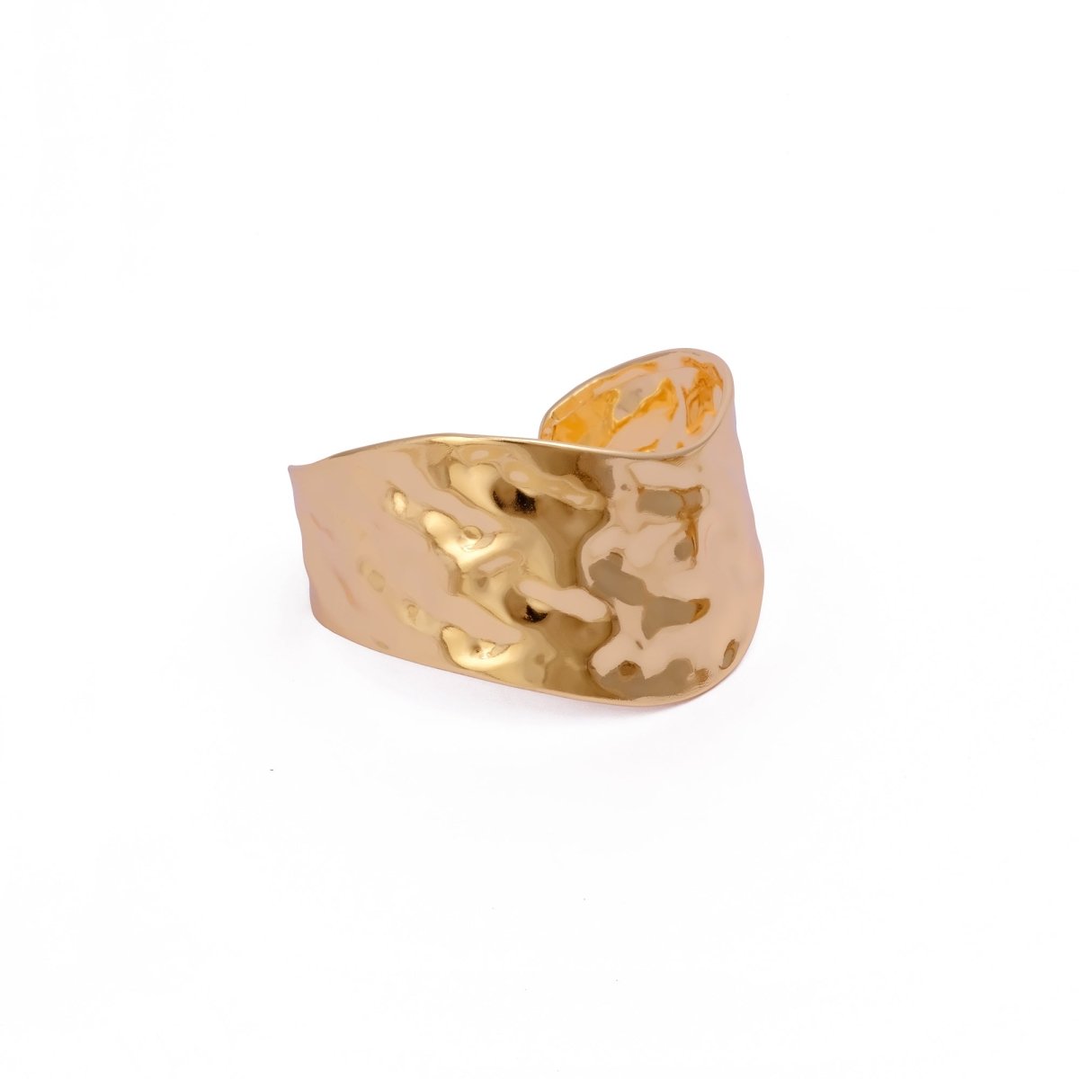 Hammered Gold Plated Wide Cuff Bracelet Bold & Elegant Accessory