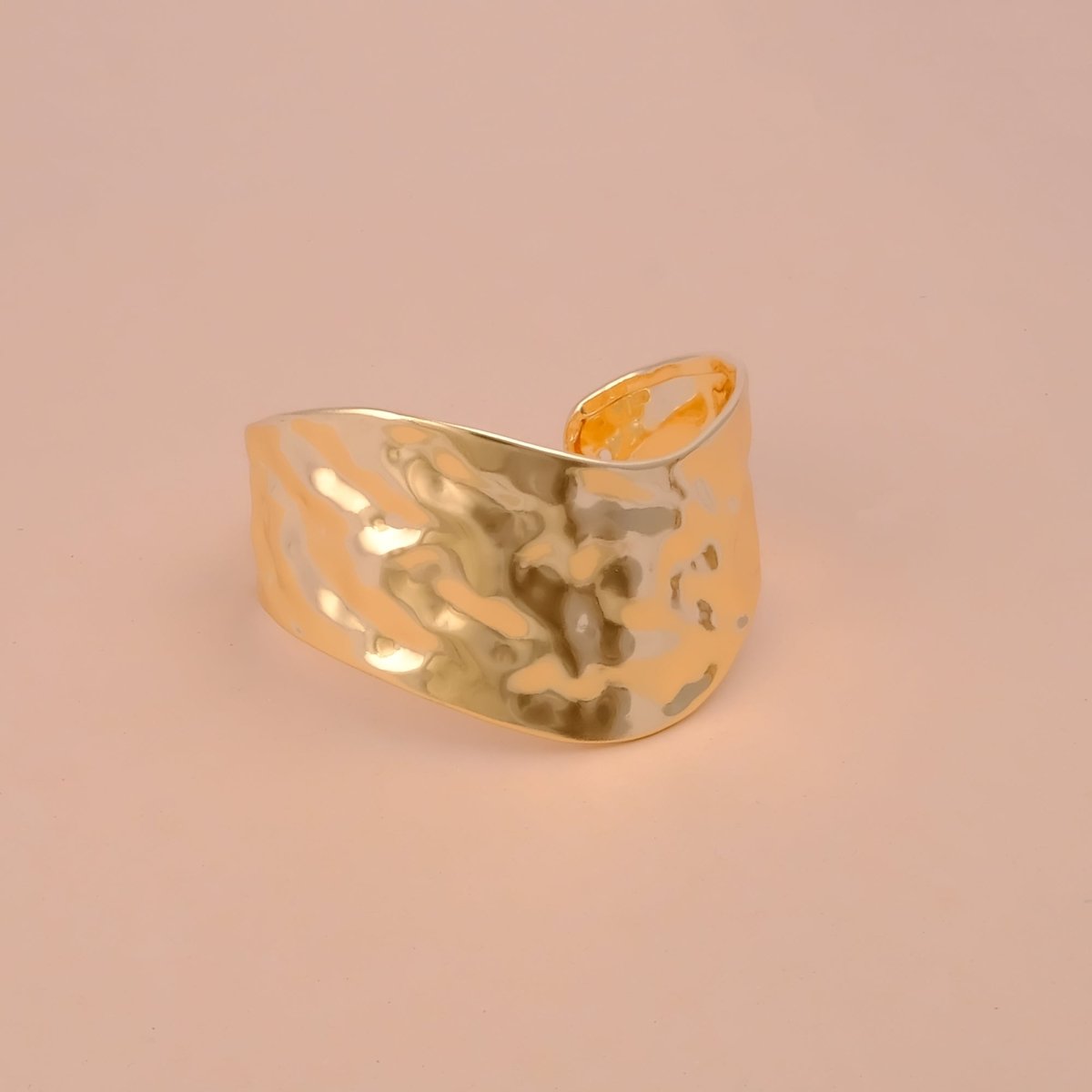 Hammered Gold Plated Wide Cuff Bracelet Bold & Elegant Accessory