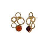 Handcrafted Gold Plated Circle Studs with Iolite Gemstone CE - 1017