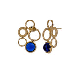 Handcrafted Gold Plated Circle Studs with Iolite Gemstone CE - 1017