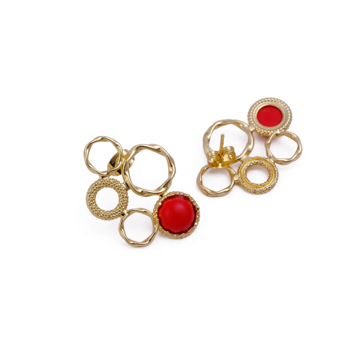 Handcrafted Gold Plated Circle Studs with Iolite Gemstone CE - 1017