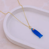 Handcrafted Gold-Plated Fish Pendant with Natural Gemstones, Minimalistic Jewelry 5287