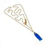 Handcrafted Gold-Plated Fish Pendant with Natural Gemstones, Minimalistic Jewelry 5287