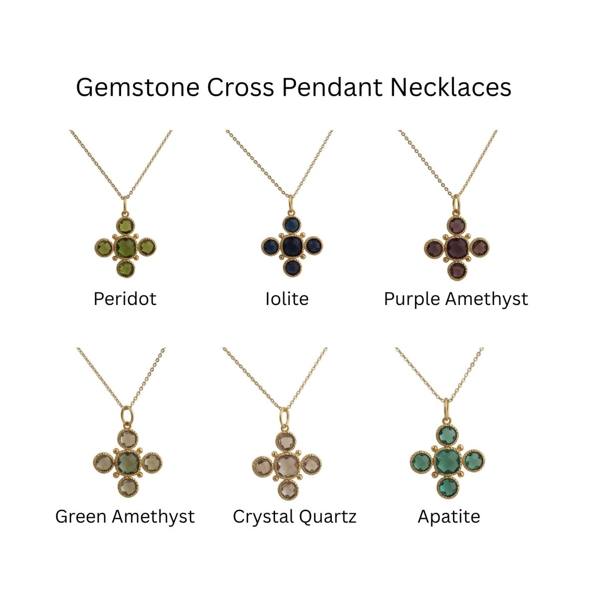 Handcrafted Green Onyx Floral Cross Pendant Necklace in Gold Plated Brass 5388