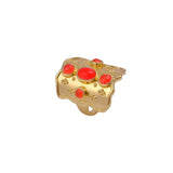 Handcrafted Rainbow Moonstone Statement Ring in Textured Gold, Birthstone Band CR - 1014