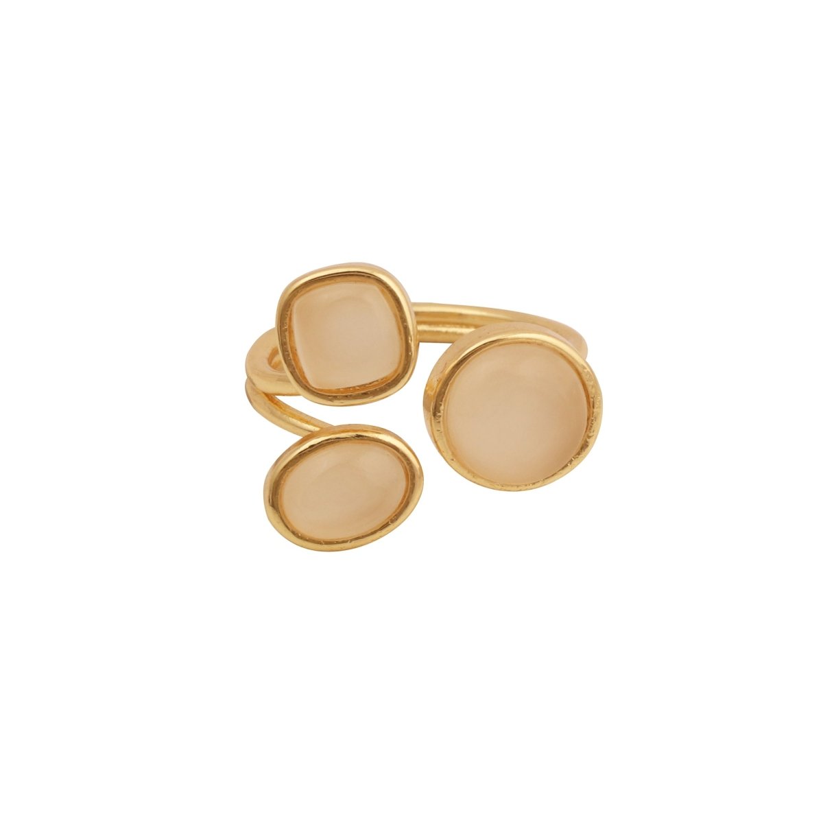 Handmade Gemstone Rings, Triple Stone Adjustable Gold Plated Jewelry CR - 1017
