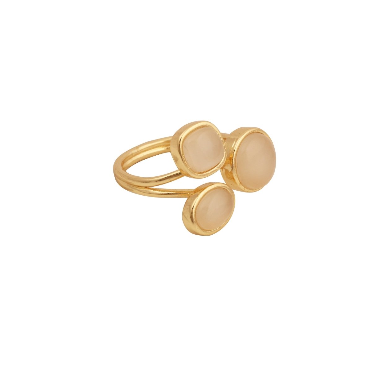 Handmade Gemstone Rings, Triple Stone Adjustable Gold Plated Jewelry CR - 1017