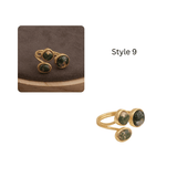 Handmade Gemstone Rings, Triple Stone Adjustable Gold Plated Jewelry CR - 1017