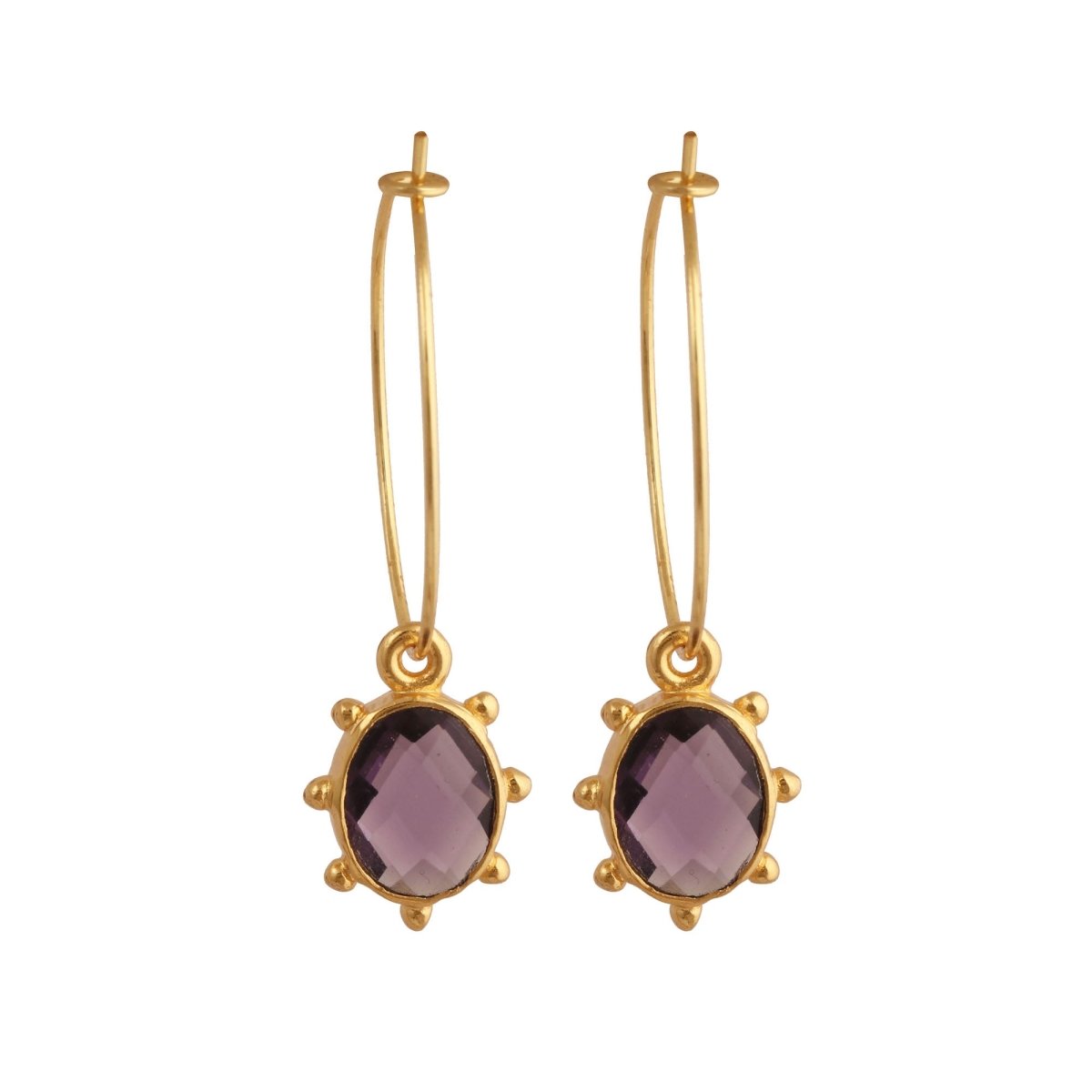 Handmade Gold Hoop Earrings with Citrine Gemstone, Boho Luxury Statement Jewelry 5275