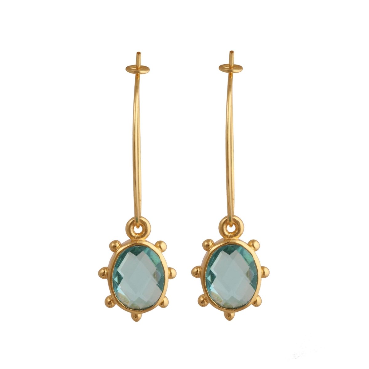 Handmade Gold Hoop Earrings with Citrine Gemstone, Boho Luxury Statement Jewelry 5275