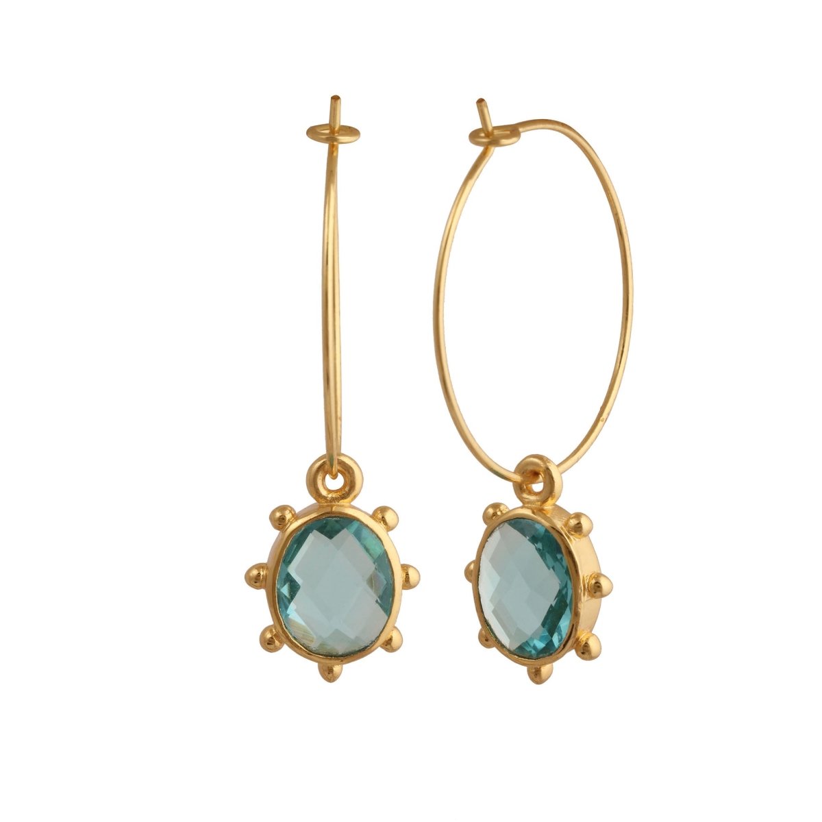 Handmade Gold Hoop Earrings with Citrine Gemstone, Boho Luxury Statement Jewelry 5275