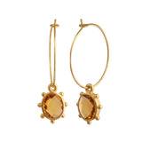 Handmade Gold Hoop Earrings with Citrine Gemstone, Boho Luxury Statement Jewelry 5275