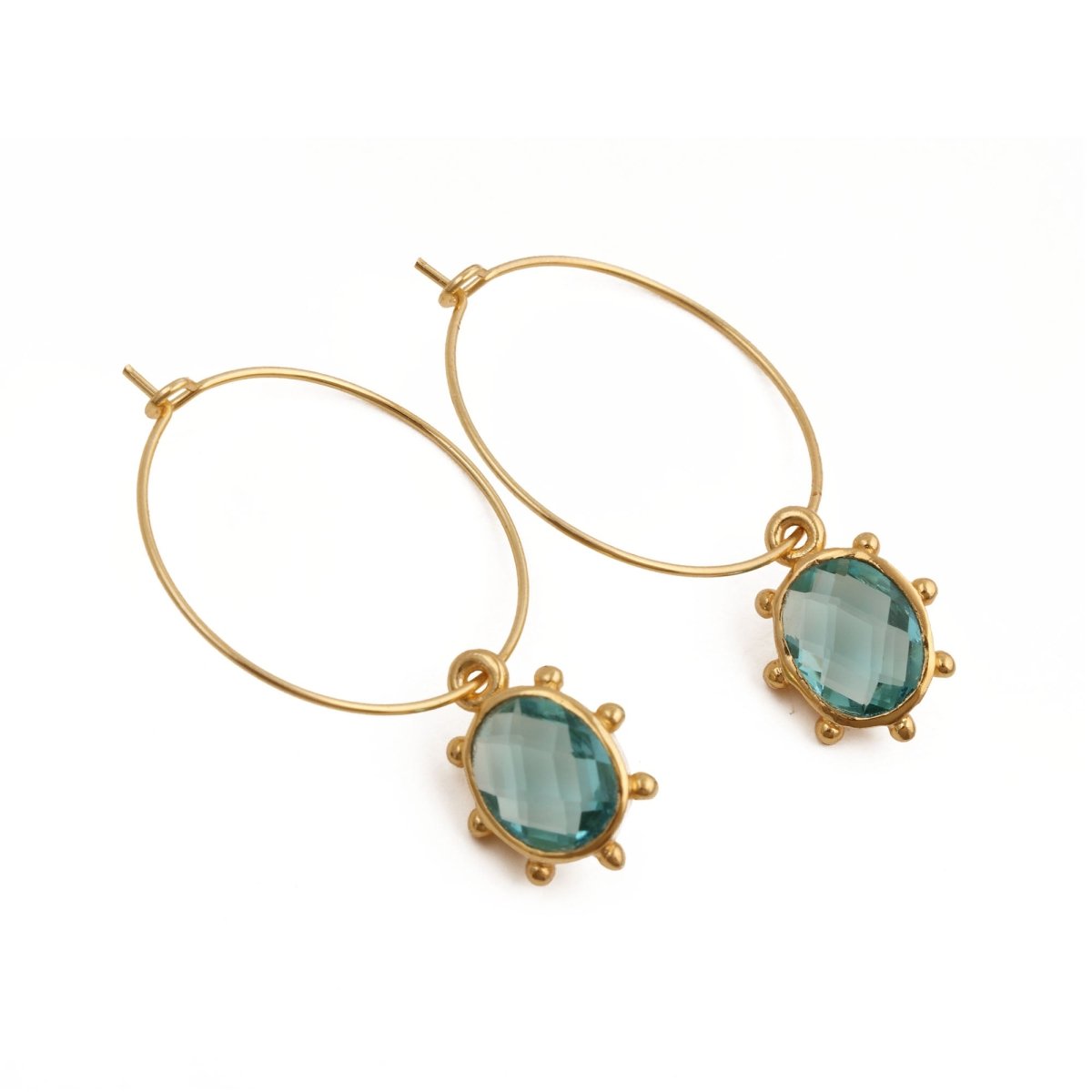 Handmade Gold Hoop Earrings with Citrine Gemstone, Boho Luxury Statement Jewelry 5275