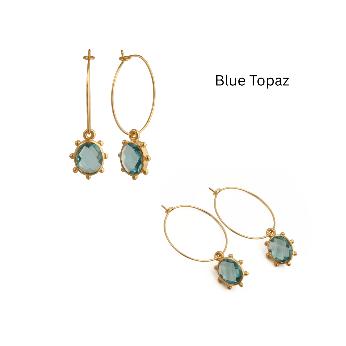 Handmade Gold Hoop Earrings with Citrine Gemstone, Boho Luxury Statement Jewelry 5275