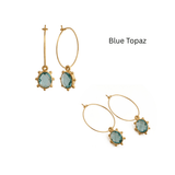 Handmade Gold Hoop Earrings with Citrine Gemstone, Boho Luxury Statement Jewelry 5275