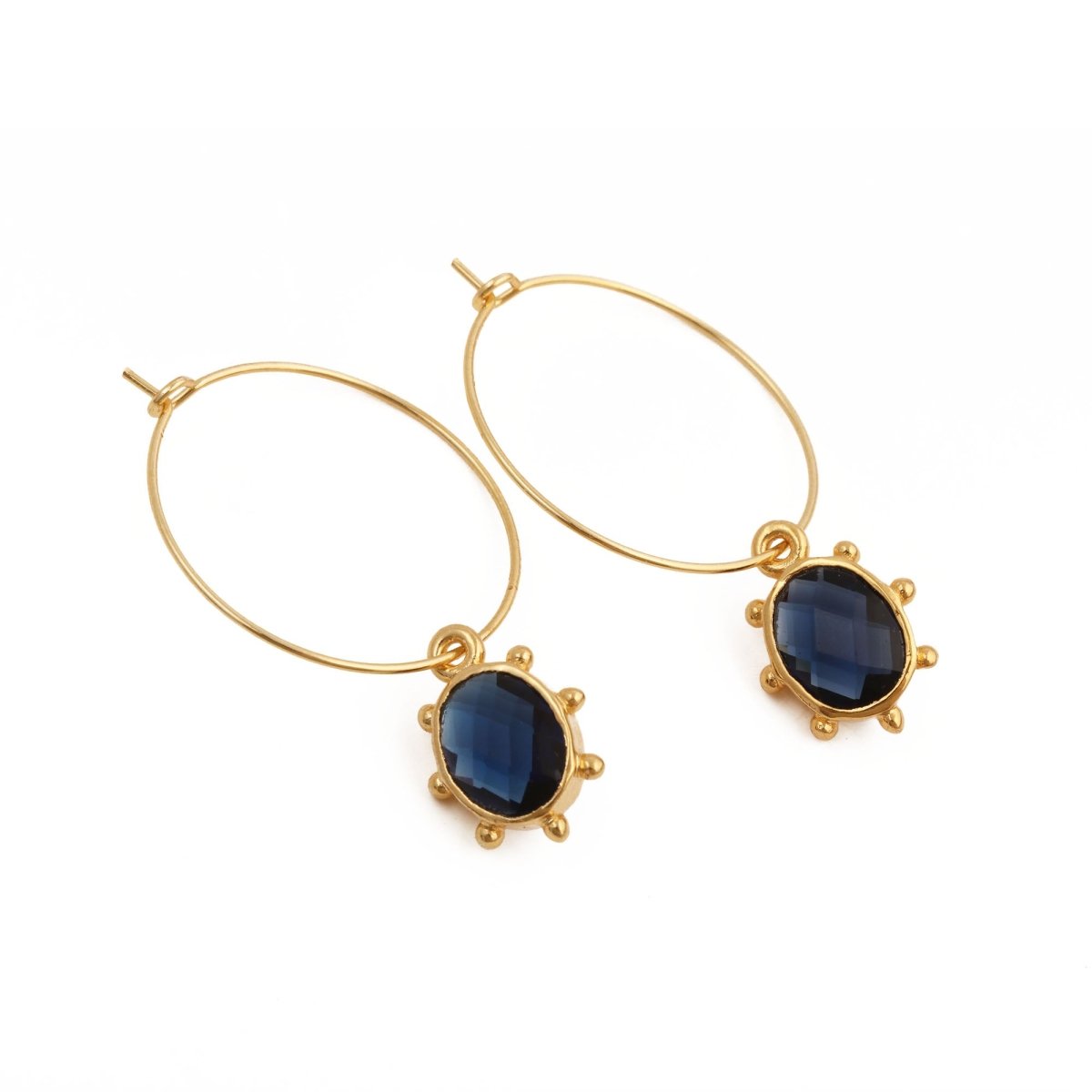 Handmade Gold Hoop Earrings with Citrine Gemstone, Boho Luxury Statement Jewelry 5275