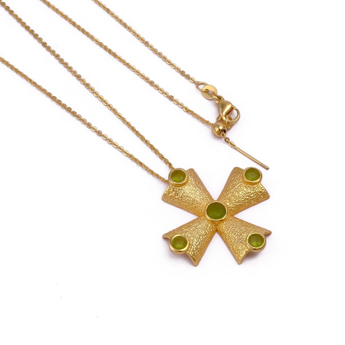 Handmade Peridot Cross Pendants, 18k Gold Plated Cross Necklace 5374