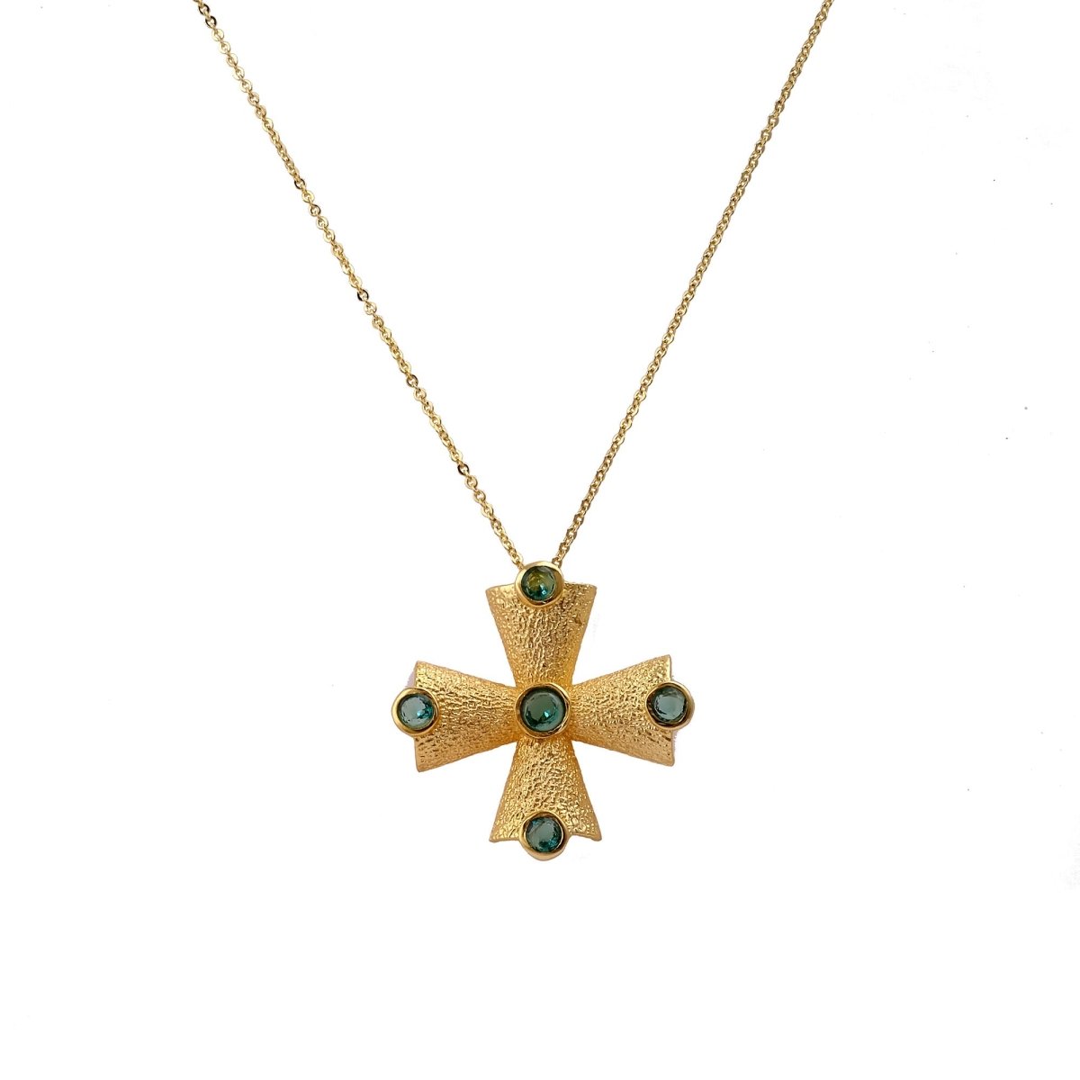 Handmade Peridot Cross Pendants, 18k Gold Plated Cross Necklace 5374