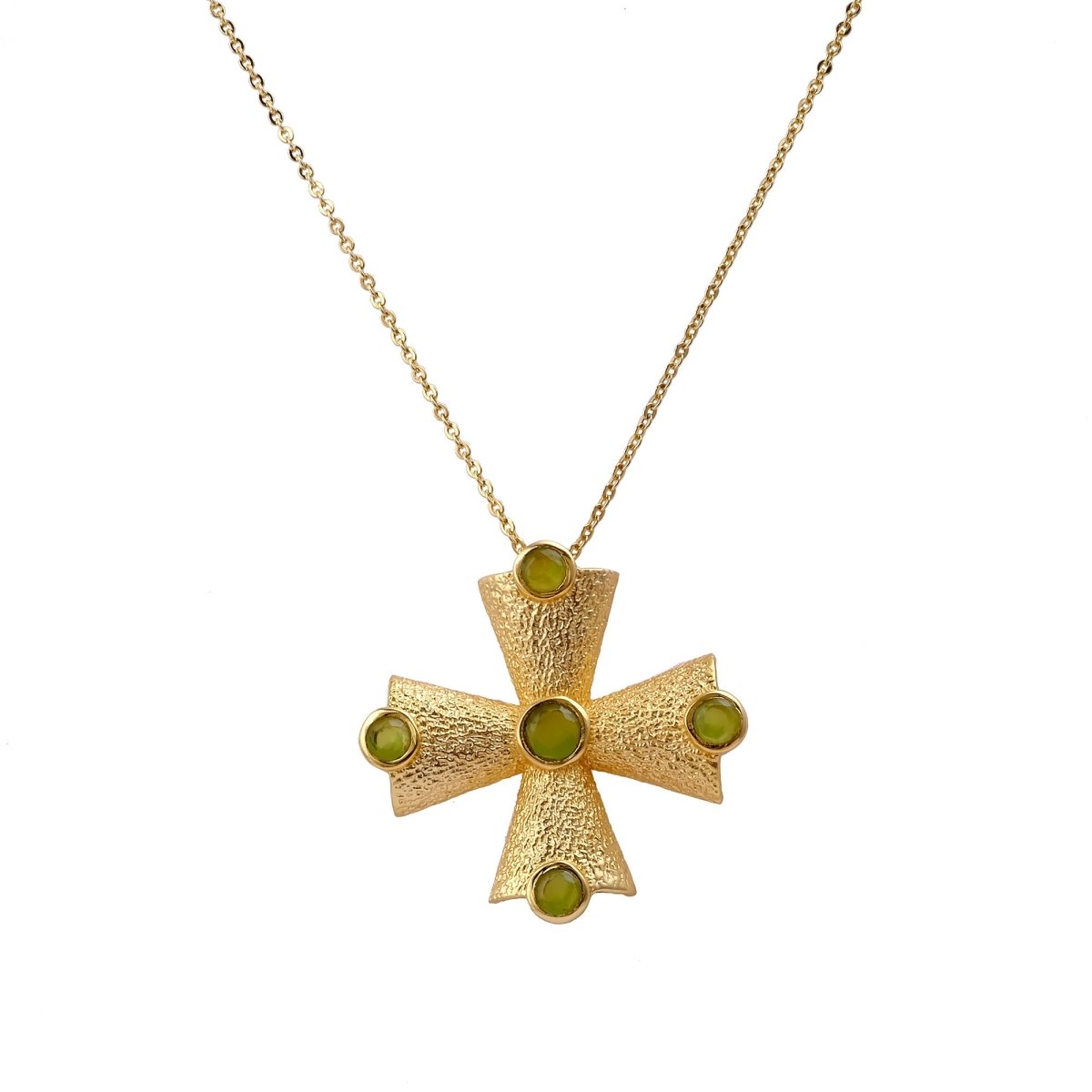 Handmade Peridot Cross Pendants, 18k Gold Plated Cross Necklace 5374