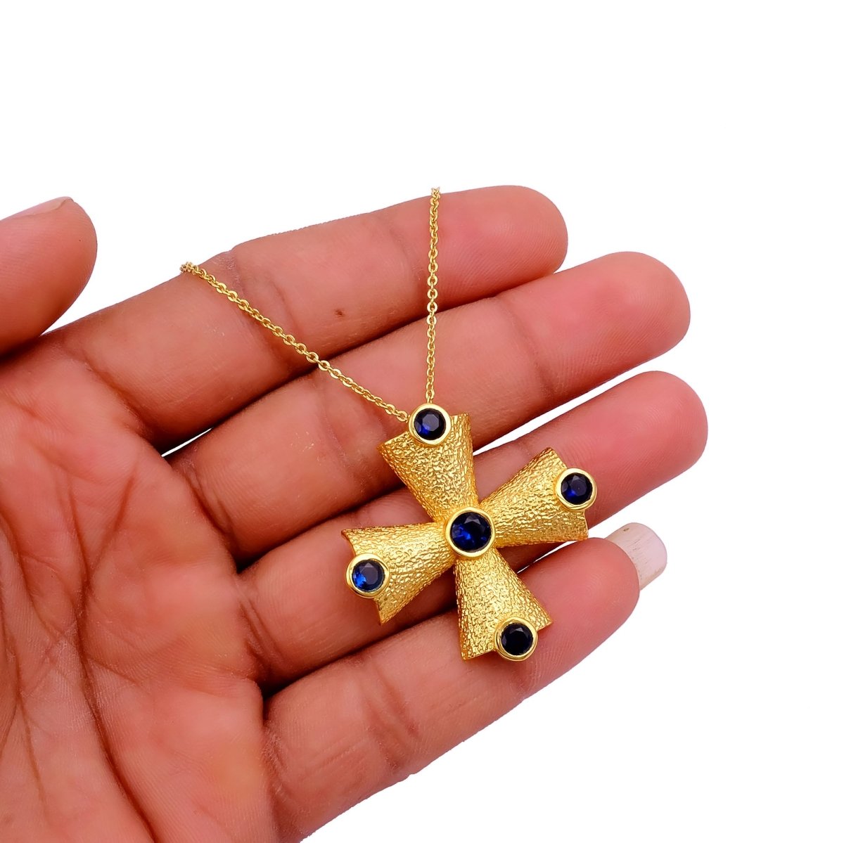 Handmade Peridot Cross Pendants, 18k Gold Plated Cross Necklace 5374