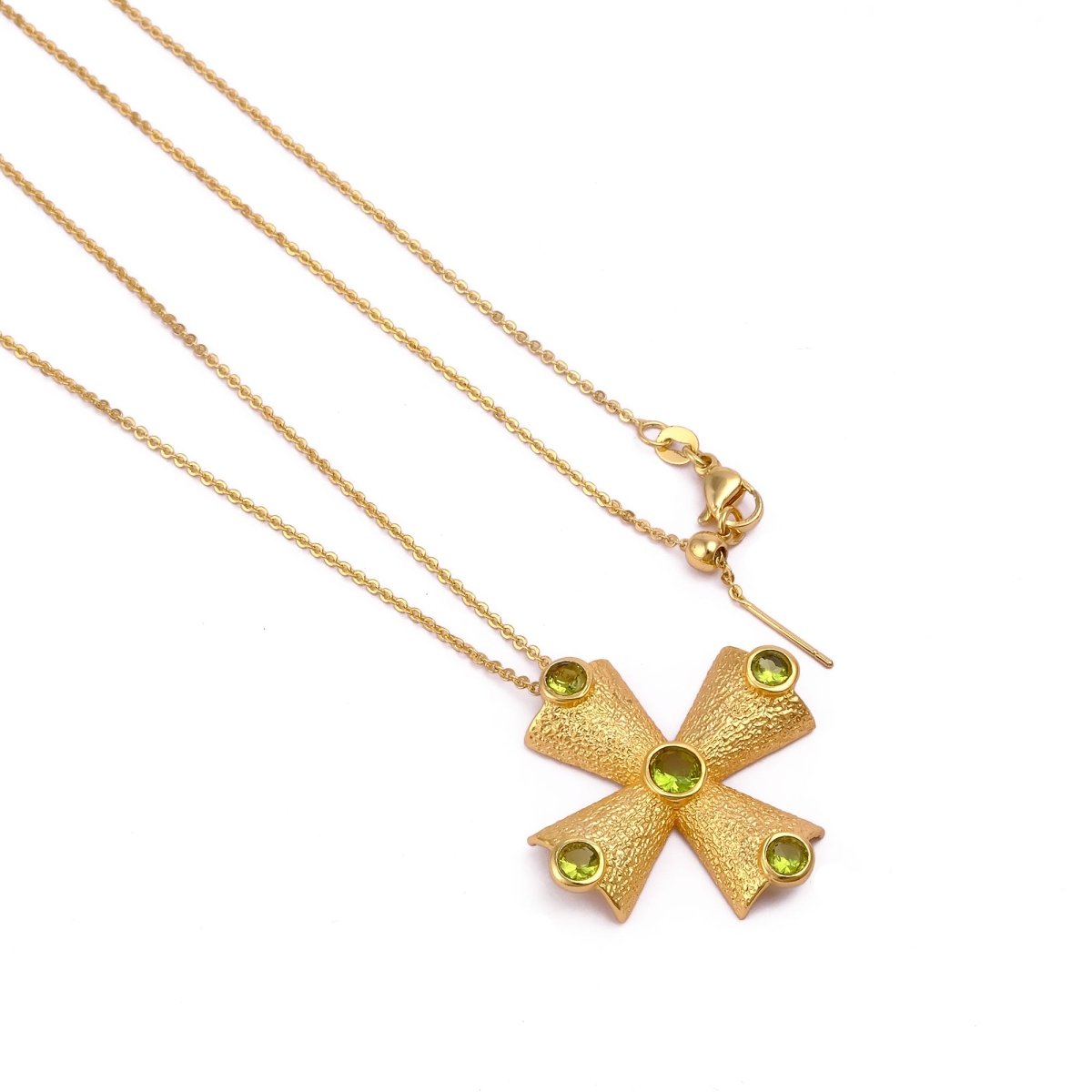 Handmade Peridot Cross Pendants, 18k Gold Plated Cross Necklace 5374