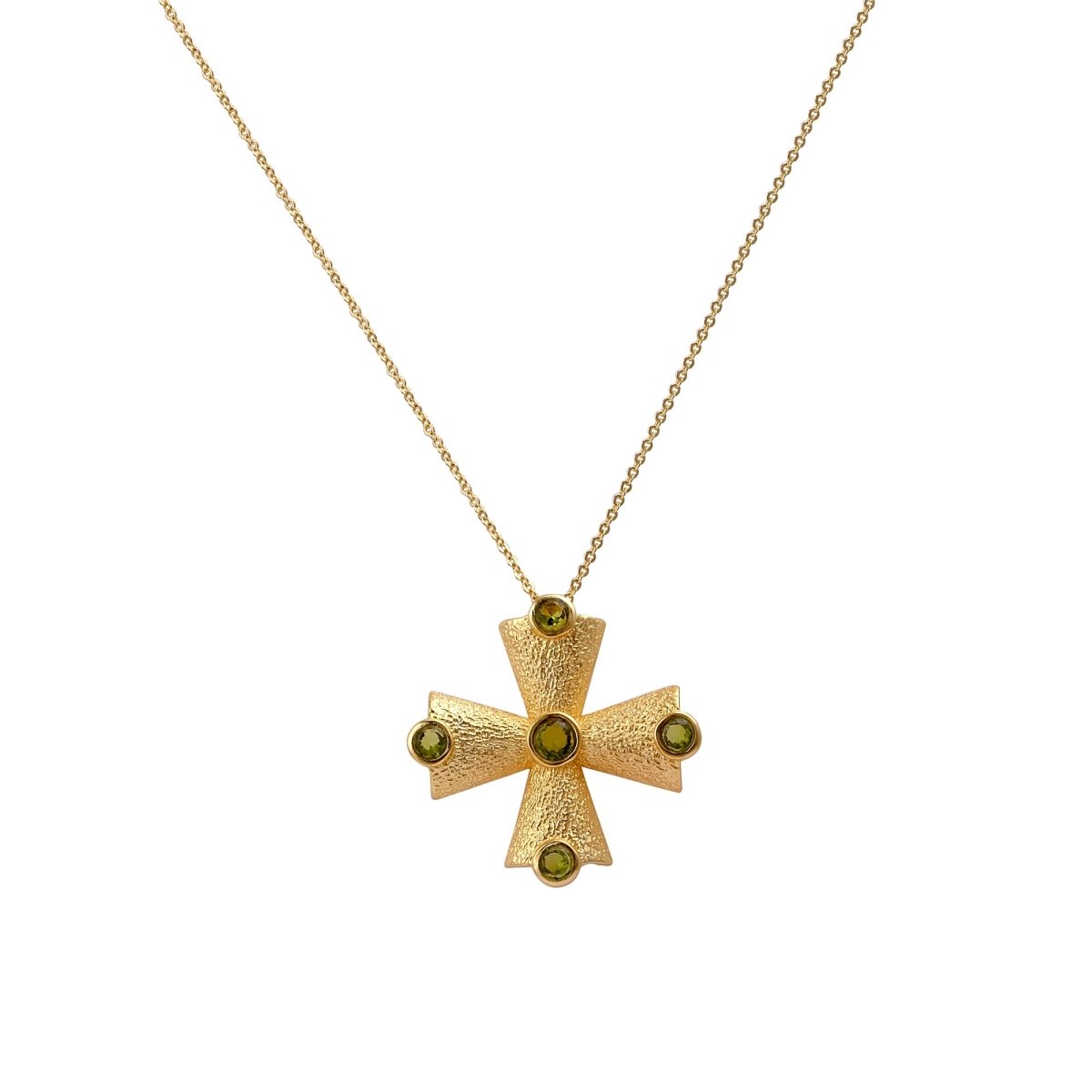 Handmade Peridot Cross Pendants, 18k Gold Plated Cross Necklace 5374
